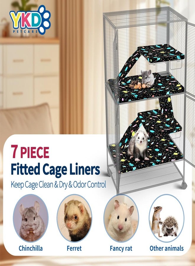 YKD Ferret Cage Liners for Ferret Nation & Critter Nation Cages, Waterproof Chinchilla Cage Accessories, Washable Bedding, for Ferrets, Chinchillas, Rats (Starry Colors, Double Unit Set) - Image 2